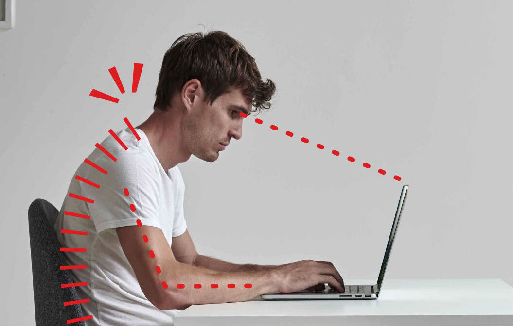 Neck Strain with Laptops at Home. - If you’re working from home and using a laptop, creating the right set up is essential to avoid straining your neck, shoulders and back and causing long-term musculoskeletal disorders.